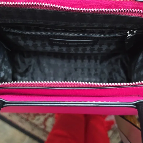 Karl Lagerfeld Vibrant Pink Tote with Black Accents - Picture 6 of 6
